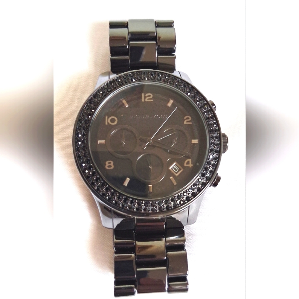 MICHAEL KORS METTALIC BLACK STAINLESS STEEL MEN'S WATCH